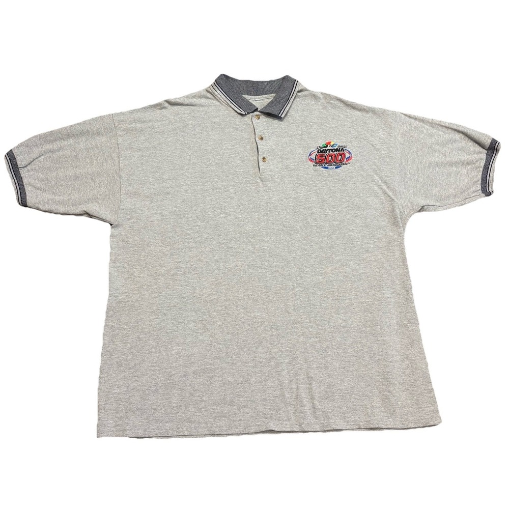 Vintage 2005 Daytona 500 NASCAR Polo‎ Shirt Mens XL Gray Embroidered
